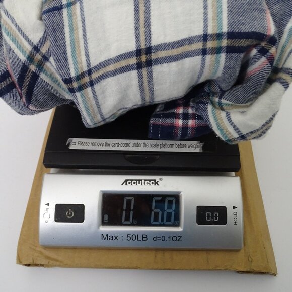 Maurices Navy Blue Cream Pink Silver Plaid Flannel Button Up Shirt Women Size XL - Picture 12 of 12